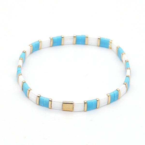

PandaHall Rainbow Bohemian Style Glass Beads Stretch Bracelets, Original Design Fashion Tila Beaded Bracelet for Women Glass