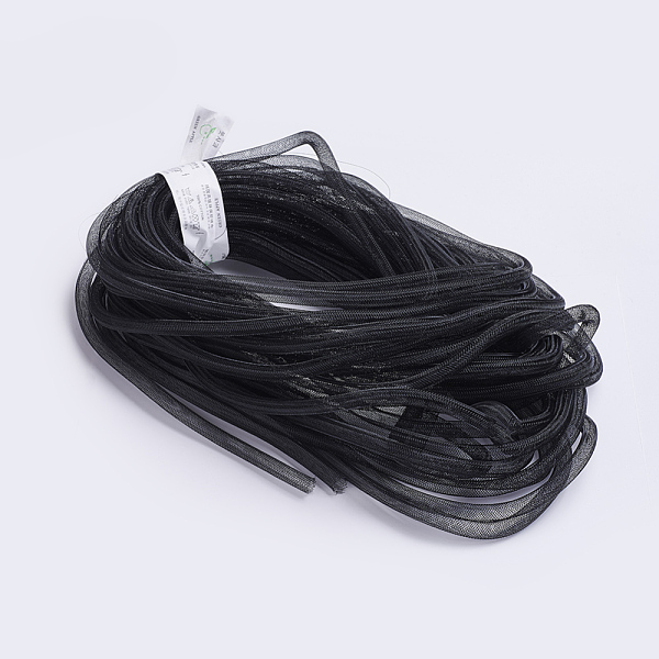 

PandaHall Plastic Net Thread Cord, Black, 4mm, 50Yards/Bundle(150 Feet/Bundle) Plastic Black