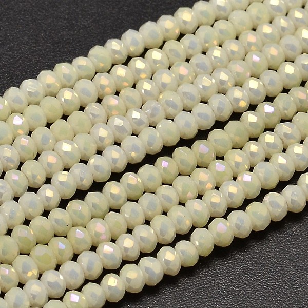 

PandaHall Faceted Rondelle Full Rainbow Plated Electroplate Glass Beads Strands, Light Goldenrod Yellow, 3x2mm, Hole: 0.5mm, about...