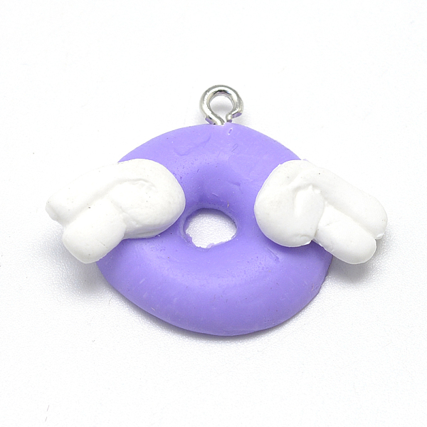 

PandaHall Handmade Polymer Clay Pendants, Donut, Medium Purple, 22~25x23~30x6~7mm, Hole: 2mm Polymer Clay Donut