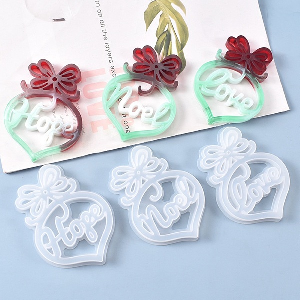 

PandaHall Valentine's Day DIY Heart with Word Love Silicone Molds, Resin Casting Pendant Molds, For UV Resin, Epoxy Resin Craft Making..., White