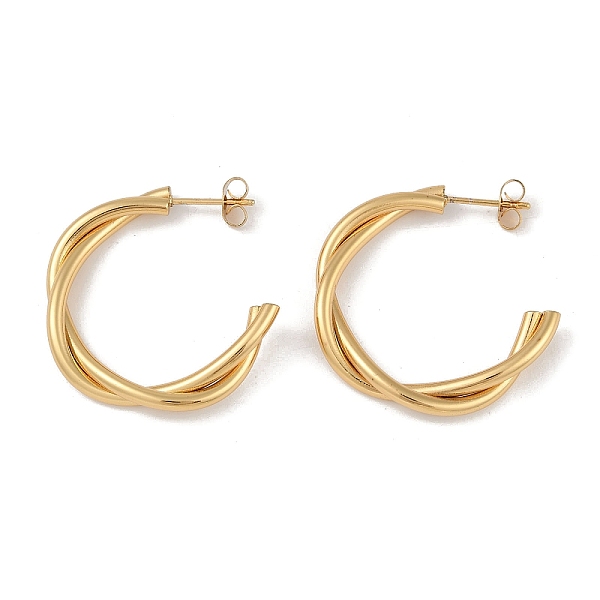 PVD Vacuum Plating 201 Stainless Steel C-Shaped Stud Earrings