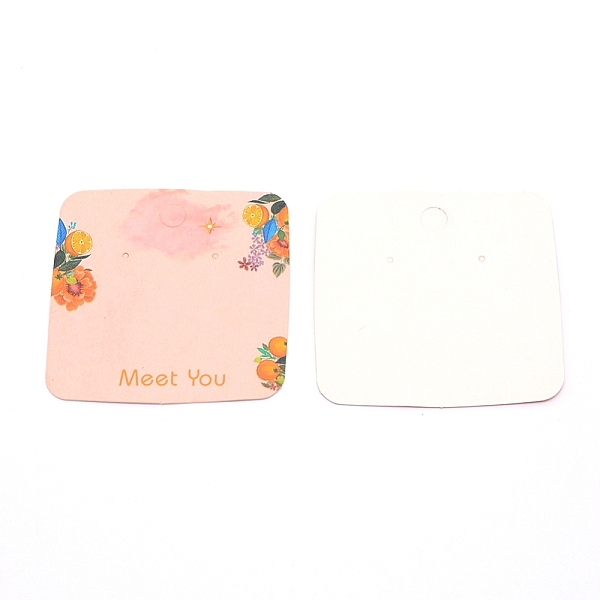 

PandaHall Paper Jewelry Display Cards, for Hanging Earring Display, Square with Word Meet You Pattern, PeachPuff, 6x6x0.05cm, Hole: 1mm and..., Brown