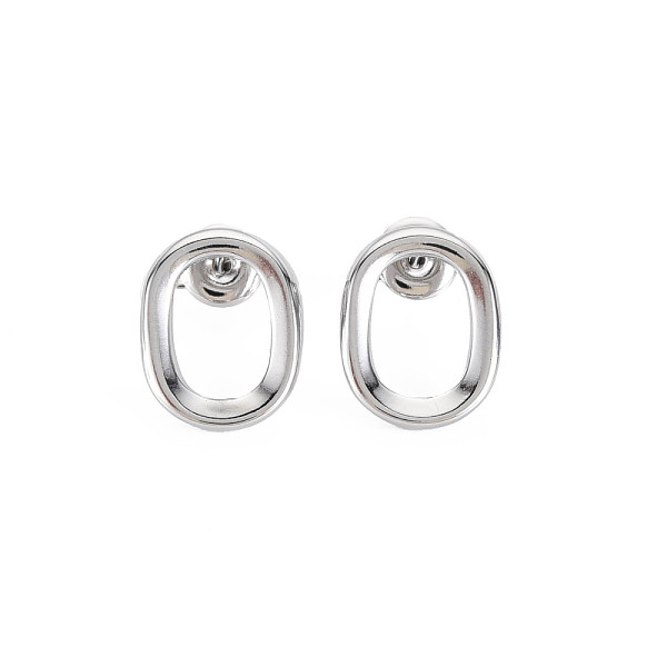 

PandaHall 304 Stainless Steel Hollow Oval Stud Earrings for Woman, Stainless Steel Color, 15x12mm, Pin: 0.7mm 304 Stainless Steel Oval