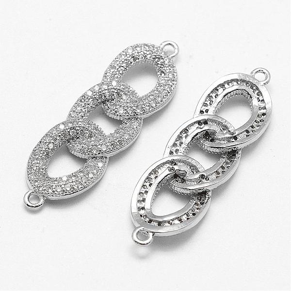 

PandaHall Brass Micro Pave Cubic Zirconia Links, Rings, Cadmium Free & Lead Free & Nickel Free, Platinum, 32x9.5x3mm, Hole: 1.5mm...