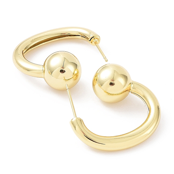 Rack Plating Brass Round Ball Stud Earrings