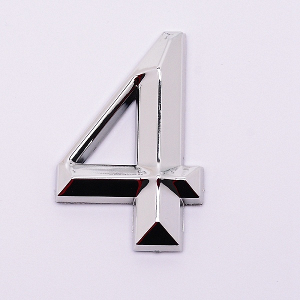 

PandaHall Plastic & PVC Number Sign Labels, Silver, Num.4, 4: 48.5x32.5x8mm Plastic Silver