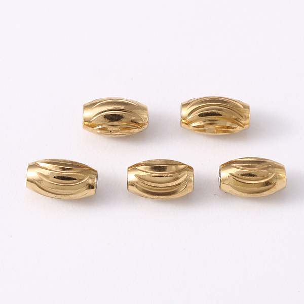 

PandaHall 201 Stainless Steel Corrugated Beads, Oval, Golden & Stainless Steel Color, 5x3mm, Hole: 1.2mm 201 Stainless Steel Oval