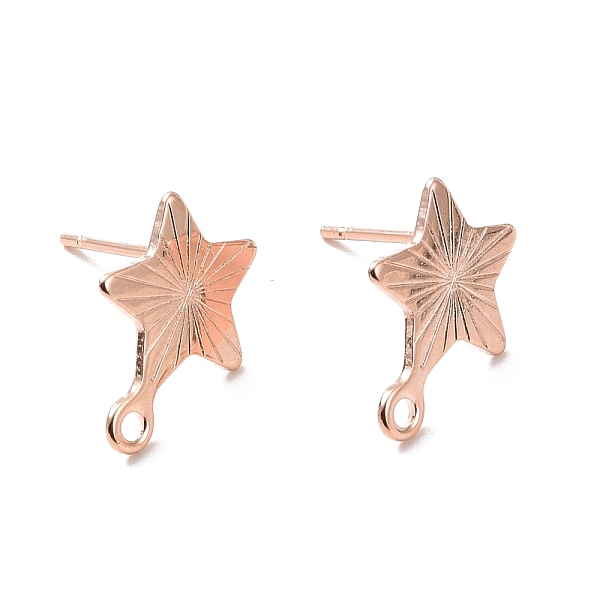 

PandaHall 201 Stainless Steel Stud Earring Findings, with Horizontal Loop and 316 Stainless Steel Pin, Star, Real Rose Gold Plated, 13x10mm...