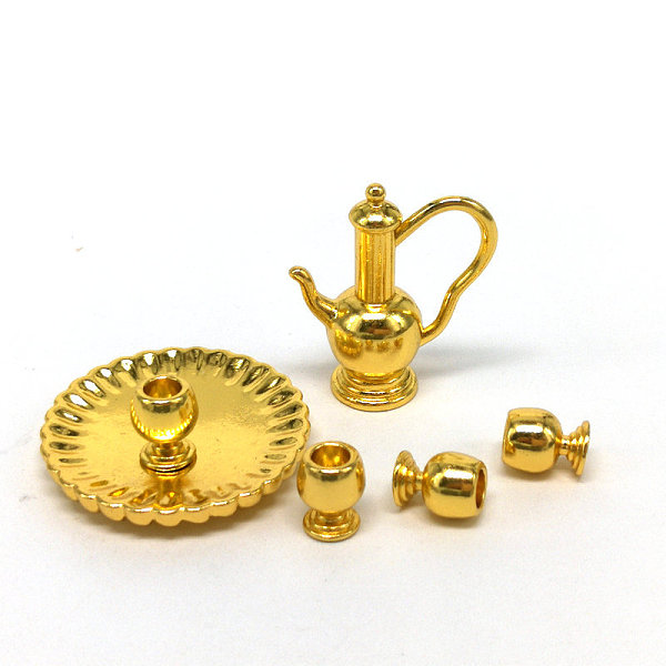 

PandaHall 6Pcs Alloy Teacup & Saucer & Teapot Set, for Dollhouse Accessories, Pretending Prop Decorations, Golden, 7.2~31x4.2~28mm Alloy...