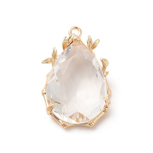 

PandaHall Brass with K9 Glass Pendants, Golden Teardrop Charms, Crystal, 23x15x7.5mm, Hole: 1.4mm K9 Glass Teardrop Clear