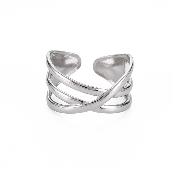 

PandaHall 304 Stainless Steel Criss Cross Cuff Ring, Hollow Open Ring for Women, Stainless Steel Color, US Size 9 1/2(19.3mm) 304 Stainless...