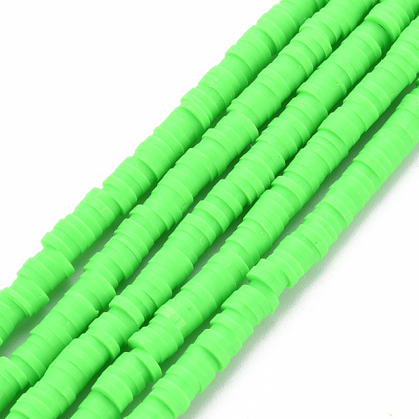 

PandaHall Handmade Polymer Clay Bead Strands, Heishi Beads, Disc/Flat Round, Lime Green, 4x0.5~1mm, Hole: 1.5mm, about 320~447pcs/strand...