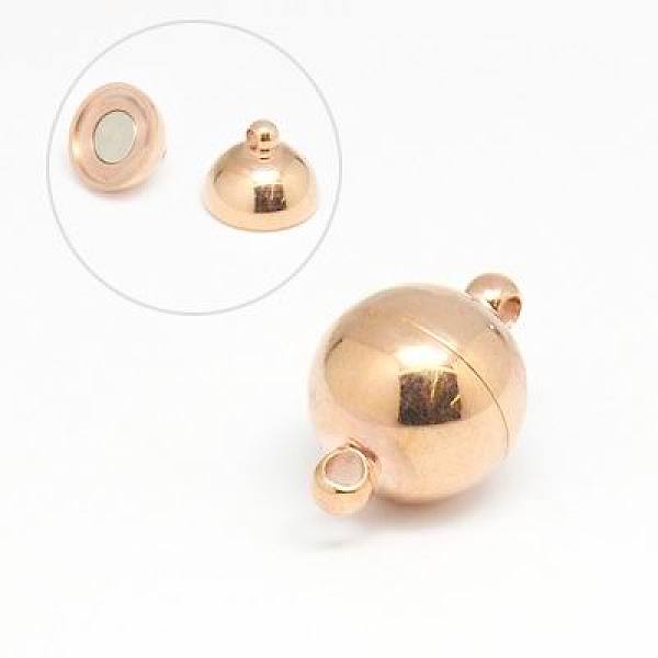 

PandaHall 304 Stainless Steel Magnetic Clasps with Loops, Round, Rose Gold, 21x14mm, Hole: 2mm 304 Stainless Steel Round