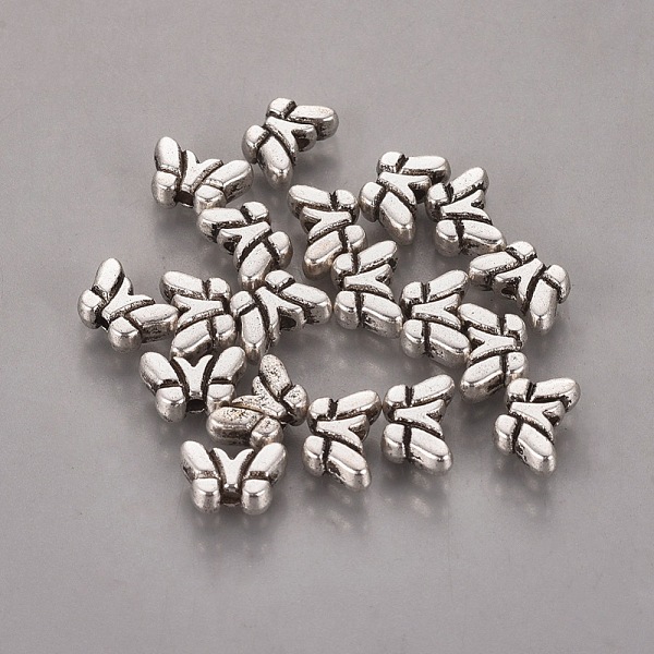 

PandaHall Tibetan Style Alloy Beads, Cadmium Free & Nickel Free & Lead Free, Butterfly, Antique Silver, 5x8x3mm, Hole: 1mm Alloy Butterfly