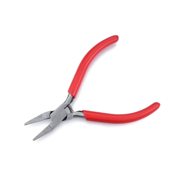 

PandaHall 55# Steel Flat Nose Pliers, 5 Inch Mini Jewelry Pliers, with Red Handle, Stainless Steel Color, 13.25x8.5x1.15cm Steel Red