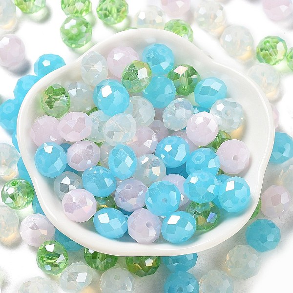 

PandaHall Glass Beads, Faceted, Rondelle, Azure, 10x8mm, Hole: 1mm, about 560pcs/500g Glass Rondelle Blue