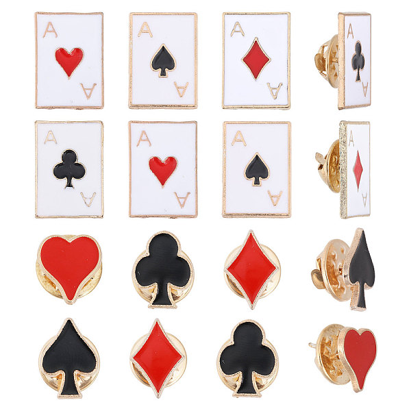 

PandaHall CHGCRAFT 2 Sets Playing Card Theme Enamel Pins Kit, Light Gold Alloy Badge for Backpack Clothes, Light Gold, 12~20.5x11~14.5mm..., Multicolor