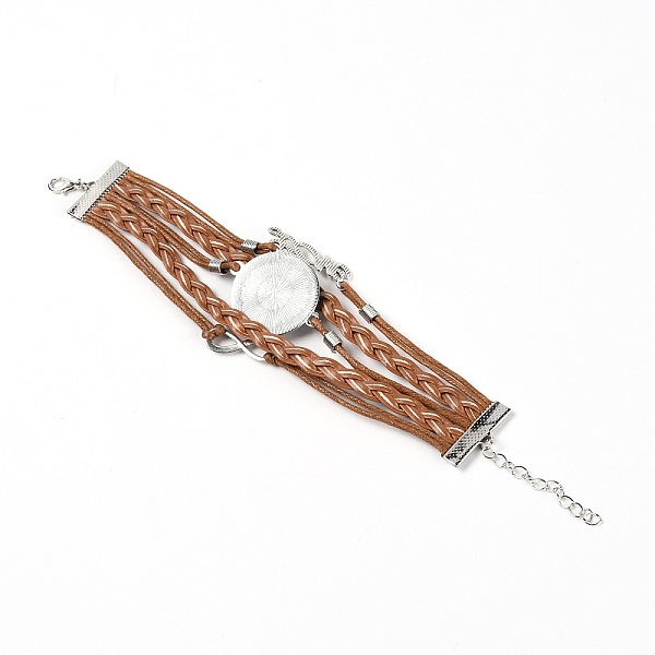 

PandaHall Alloy Glass Multi-strand Bracelets, with PU Leather Cord, Flat Round with Unicorn, Camel, 2-7/8 inch(7.4cm) Alloy Brown