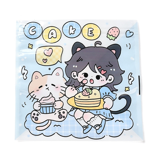 

PandaHall Square Plastic Packaging Zip Lock Bags, with Cartoon Cat Pattern, Top Self Seal Pouches, Light Blue, 16x16x0.01~0.15cm, Unilateral...