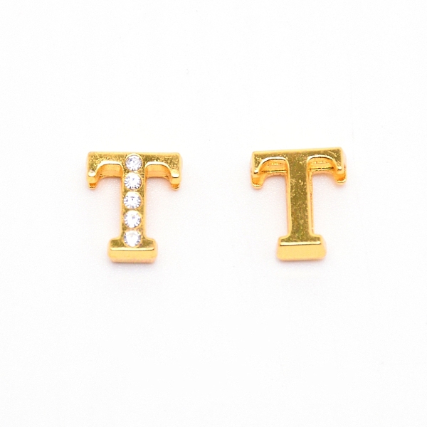 

PandaHall Alloy Slide Charms, with Crystal Rhinestone and Initial Letter A~Z, Letter.T, T: 11.5x10x4mm, Hole: 1.5x8mm Alloy+Rhinestone...
