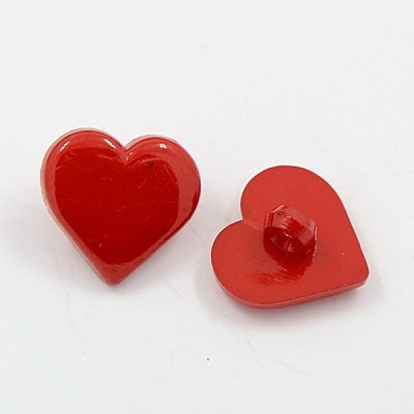 

PandaHall Acrylic Shank Buttons, Lovely Heart Button for Costume Design, 1-Hole, Dyed, Dark Red, 17x17x3mm, Hole: 2mm Acrylic Heart Red