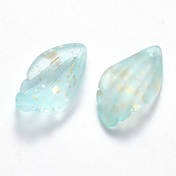 

PandaHall Spray Painted Glass Pendants, with Glitter Powder, Frosted, Leaf, Pale Turquoise, 22.5x12.5x5.5mm, Hole: 1mm Glass Leaf Cyan
