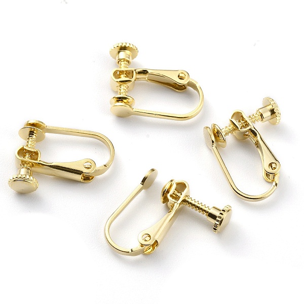 

PandaHall Brass Clip-on Earring Findings, Spiral Ear Clip, Screw Back Non Pierced Earring Converter, Real 24K Gold Plated, 16x13x5mm Brass