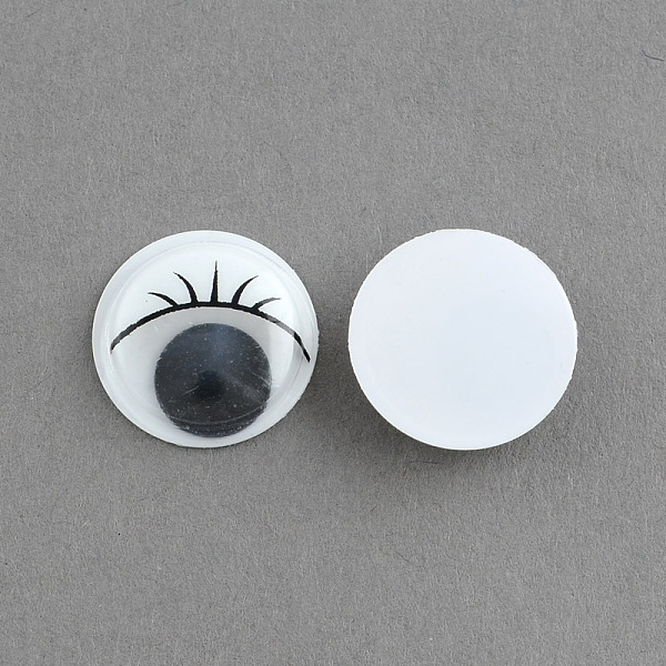 

PandaHall Colors Wiggle Googly Eyes Cabochons With Eyelash DIY Scrapbooking Crafts Toy Accessories, White, 15x3.5mm Plastic