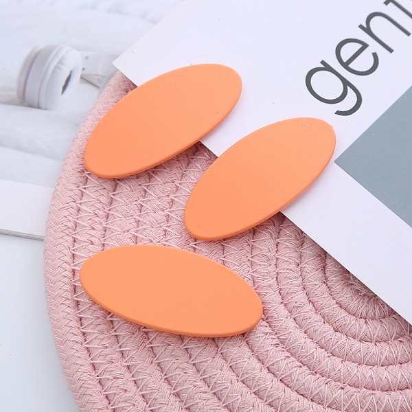 

PandaHall Frosted Plastic Snap Hair Clips, with Metal Clip, for Women and Girls, Oval, Light Salmon, 56x26mm Plastic