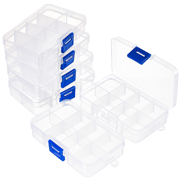 

PandaHall 10 Pack 8 Grids Plastic Organizer Box, Clear Plastic Jewelry Dividers Box Organizer Mini Tackle Boxes Jewelry Storage Container...