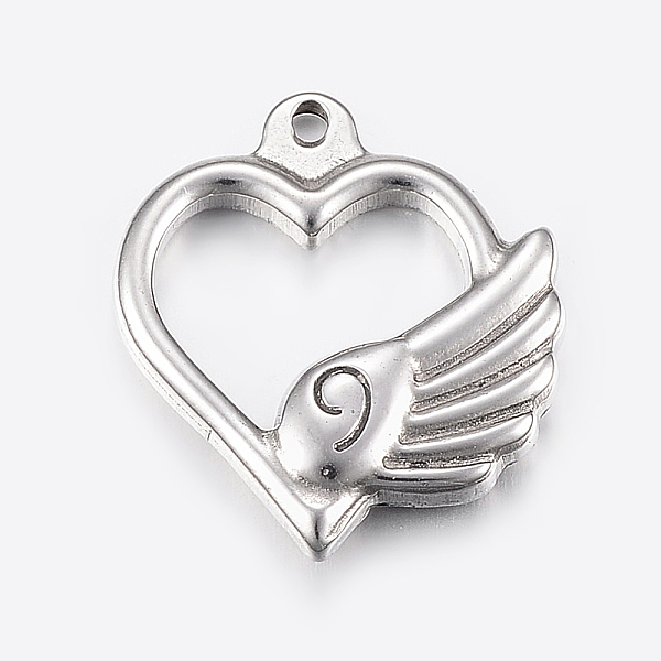 

PandaHall 304 Stainless Steel Pendants, Heart with Wing, Stainless Steel Color, 24x21.5x4mm, Hole: 2mm 304 Stainless Steel Heart