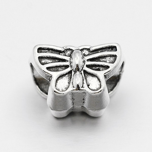 

PandaHall Alloy Butterfly Large Hole European Beads, Antique Silver, 9x13x8mm, Hole: 5mm Alloy Butterfly