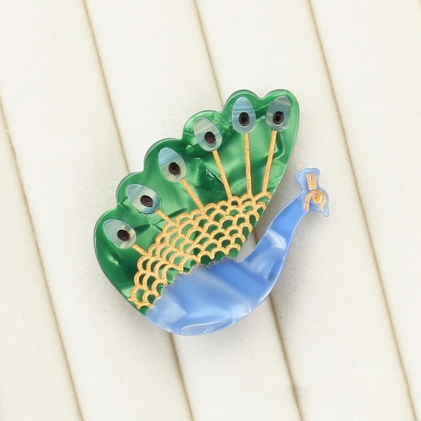 

PandaHall Cute Cellulose Acetate(Resin) Alligator Hair Clips, Hair Accessories for Girls, Peacock, 50x35x13mm Cellulose Acetate Peacock..., Green