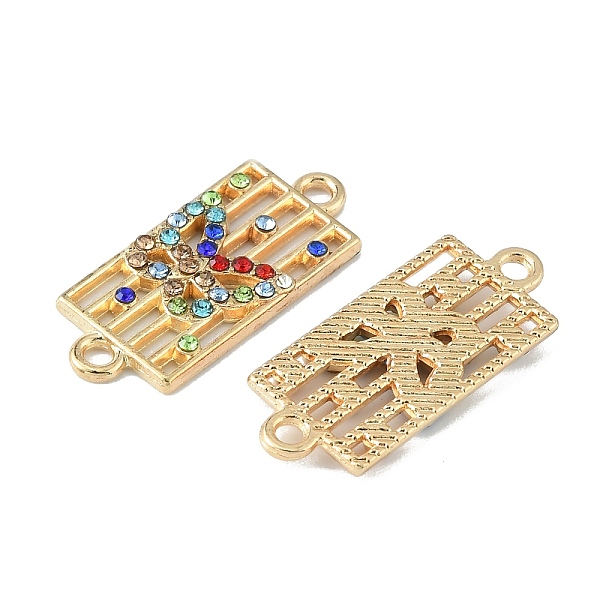 

PandaHall Alloy Rhinestone Connector Charms, Rectangle with Butterfly, Colorful, Light Gold, 26x11x2~2.5mm, Hole: 1.8mm Alloy+Rhinestone..., Multicolor