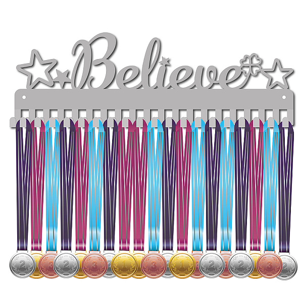 

PandaHall CREATCABIN Believe Medal Holder Start Four Leaf Clover Awards Display Stand Wall Rack Mount Hanger Decor Stainless Steel Metal...