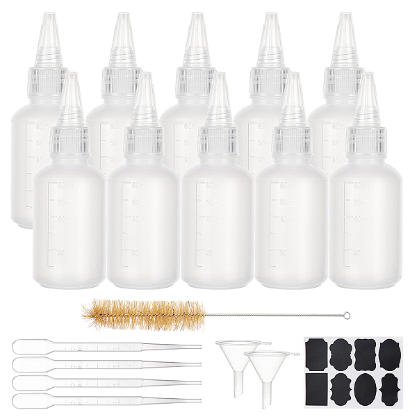 

PandaHall DIY Kit, with Plastic Graduated Glue Bottles, Pig Hair Beaker Brush, Chalkboard Sticker Labels, 2ml Dropper and Funnel Hopper..., Multicolor
