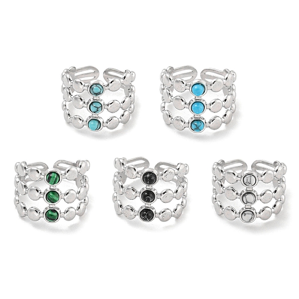

PandaHall 304 Stainless Steel Synthetic Gemstone Cuff Rings, Round Wide Band Open Rings for Women Men, Stainless Steel Color, 15mm, Inner...