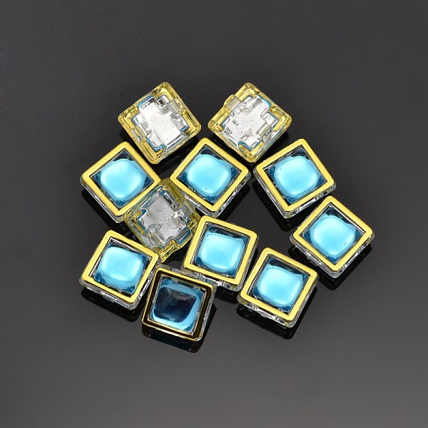 

PandaHall Sew on Taiwan Acrylic, Multi-strand Links, Garment Accessories, Square, Deep Sky Blue, 13x13x7mm, Hole: 1mm Acrylic Rhinestone...