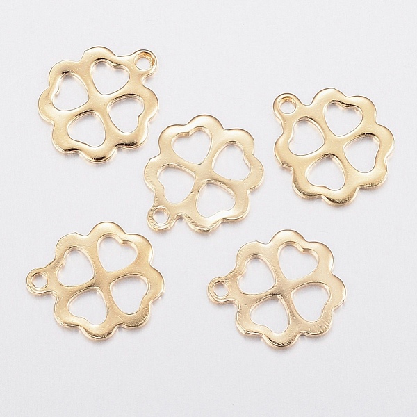 

PandaHall 201 Stainless Steel Charms, Clover, Golden, 12x11x0.8mm, Hole: 1.2mm 201 Stainless Steel Clover