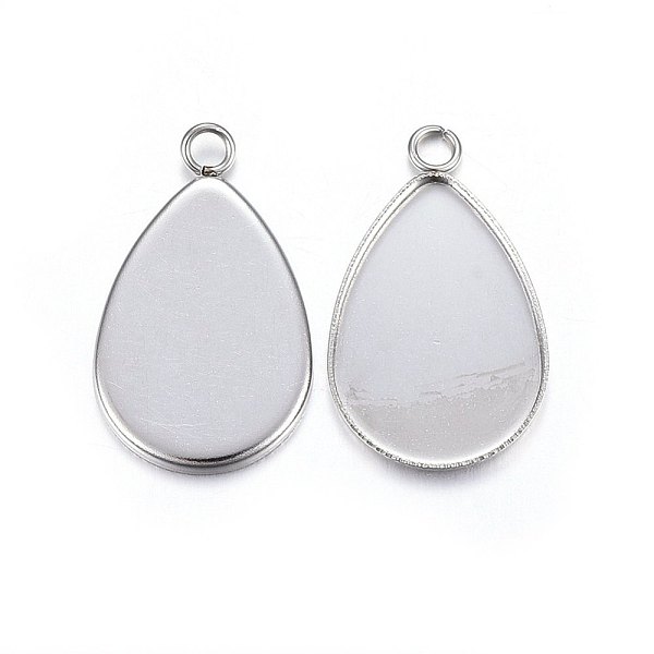 

PandaHall 304 Stainless Steel Pendant Cabochon Settings, Plain Edge Bezel Cups, teardrop, Stainless Steel Color, 26x15.5x1.5mm, Hole: 2.5mm...