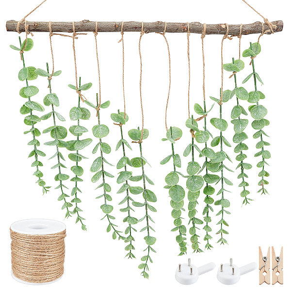 

PandaHall SUPERFINDINGS Artificial Eucalyptus Greenery Hanging Wall Decor Boho Farmhouse Rustic Wall Art Decor Greenery Leaves Wall Decor..., White