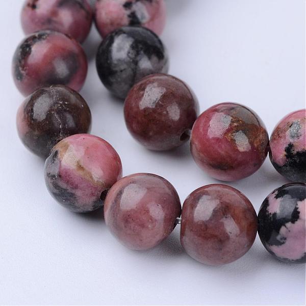 PandaHall Natural Rhodonite Beads Strands, Round, 10~10.5mm, Hole: 1.2mm, about 36pcs/strand, 15.5 inch Rhodonite Round