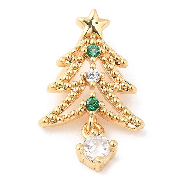

PandaHall Brass Pendants, with Cubic Zirconia, Golden, Christmas Tree, 17x11x6mm, Hole: 6x2.5mm Brass+Cubic Zirconia Christmas Tree Green