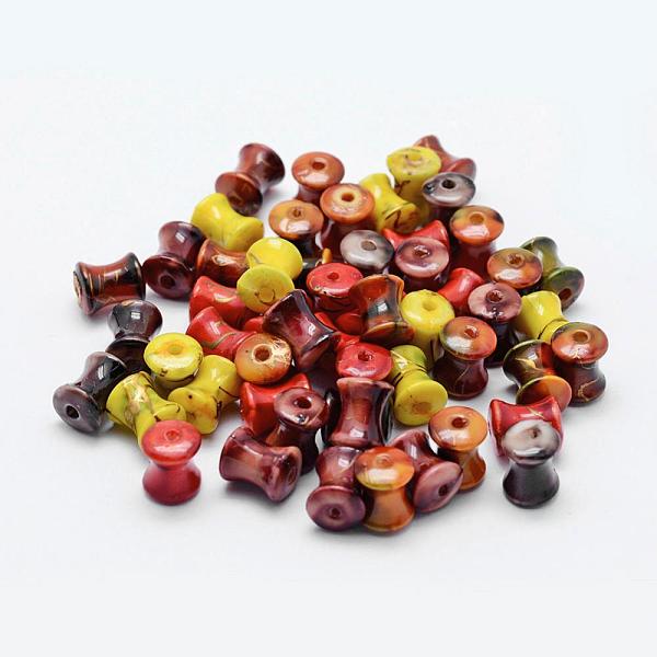PandaHall Drawbench Acrylic Beads, Spray Painted, Sandglass, Mixed Color, 9x7mm, Hole: 1mm, about 2000pcs/500g Acrylic Others Multicolor