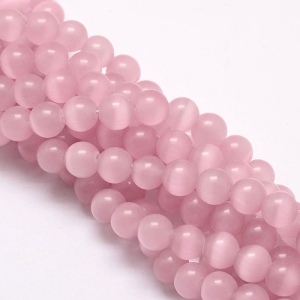 

PandaHall Cat Eye Beads Strands, Round, Lavender Blush, 10mm, Hole: 1.5mm, about 40pcs/strand, 15.5 inch Glass Round Pink