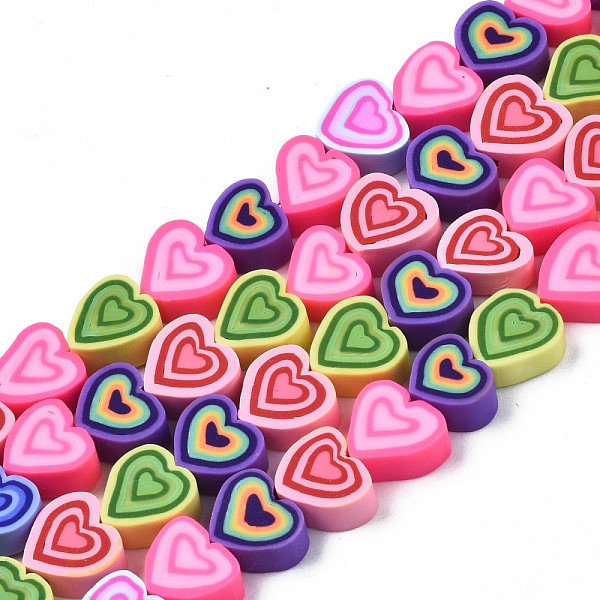 

PandaHall Handmade Polymer Clay Beads Strands, for DIY Jewelry Crafts Supplies, Heart, Mixed Color, 7.5~11x7~11x4~5mm, Hole: 1.8mm, about..., Multicolor