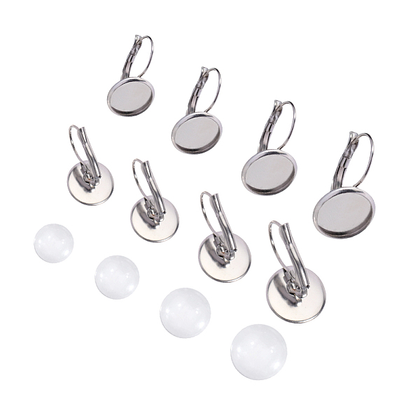 

PandaHall UNICRAFTALE 40 Sets 4 Sizes Stainless Steel Leverback Earring Findings, 6/8/10/12mm Stainless Steel Round Earring with Clear Glass...