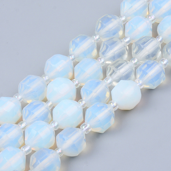 

PandaHall Opalite Beads Strands, Round, Faceted, 8~9x10mm, Hole: 1.2mm, about 33~35pcs/strand, 15.16inch(38.5cm) Opalite Round