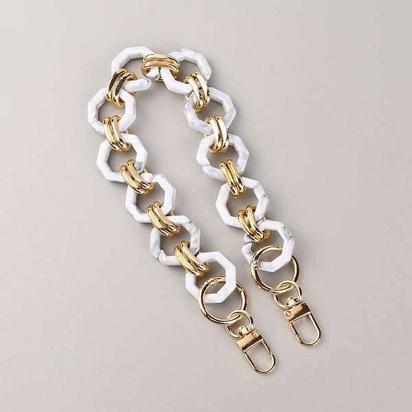 

PandaHall Acrylic Curb Chain Bag Strap, with Alloy Clasps, for Bag Replacement Accessories, White, 40cm Acrylic White